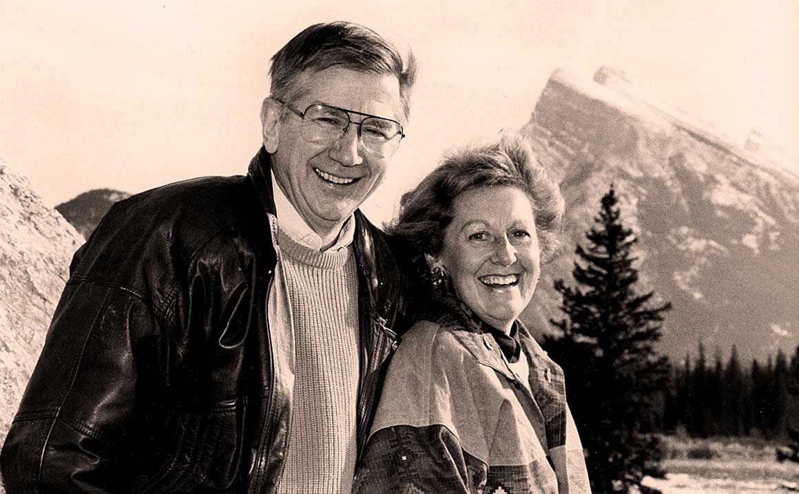 H&auml;lle and Linda Flygare in Banff National Park. Photo by Bruno Engler